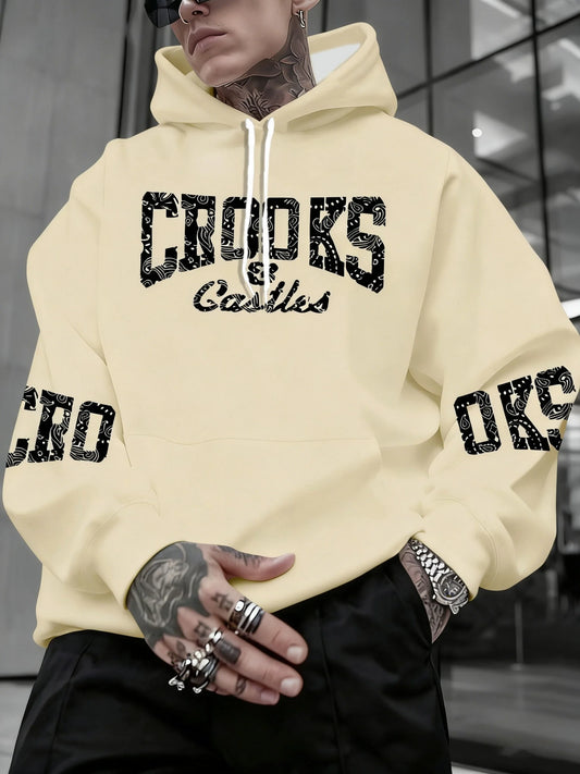 Men's Crooks & Castles Hooded with Iconic Print - Loose Fit Streetwear Hoodie, Slight Stretch Fabric, Machine Washable Winter