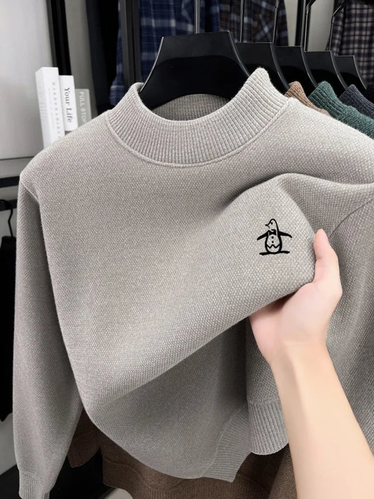 High Quality Hot Selling Autumn Winter Comfortable New Knitted Sweater Men's Personalized Brand Penguin Embroidery Warm Pullover